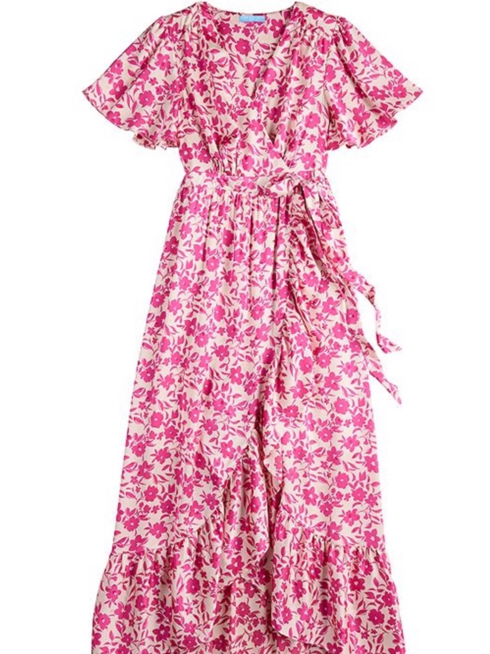 Draper James Ivory Pink Floral Wrap Maxi Dress